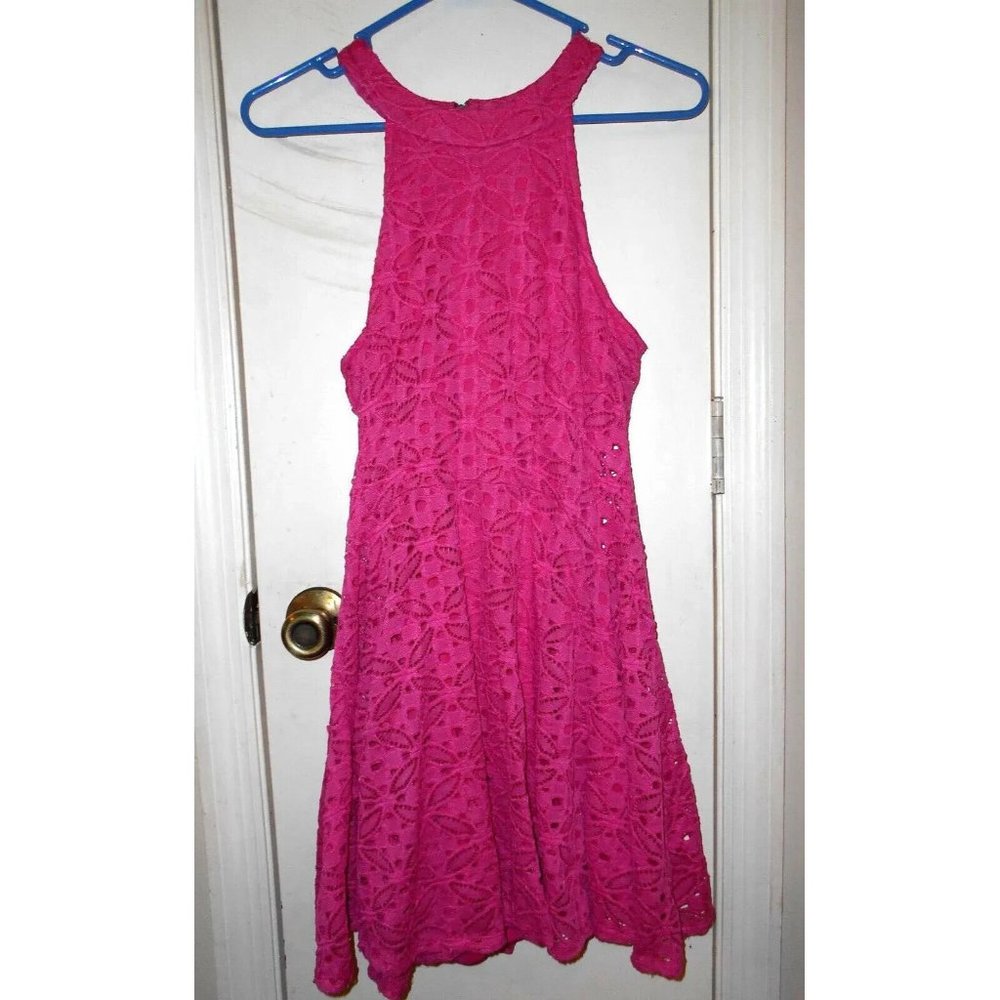 Bebop Ladies Large Pink Sleeveless Back Zip Lined Lace Dress.